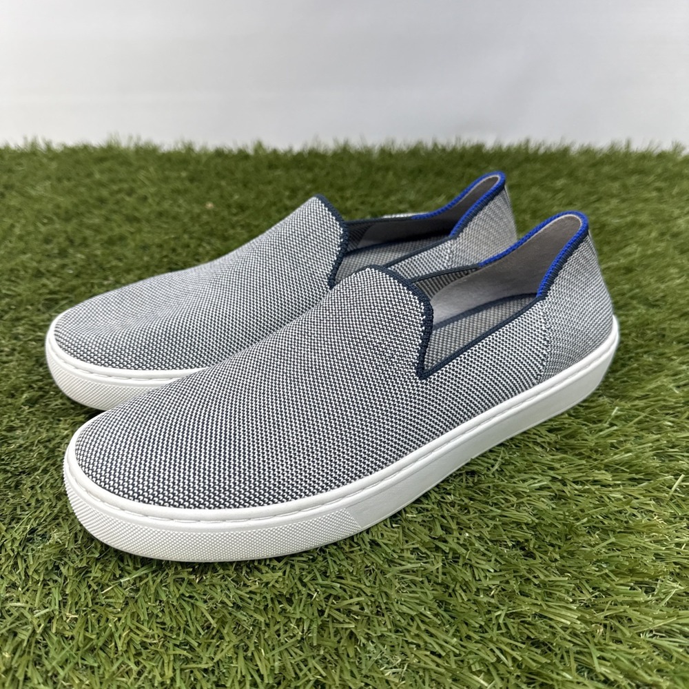 Rothys The Original Sneaker Anchor Knit Blue Womens Size 7.5 Casual Slip On Shoe